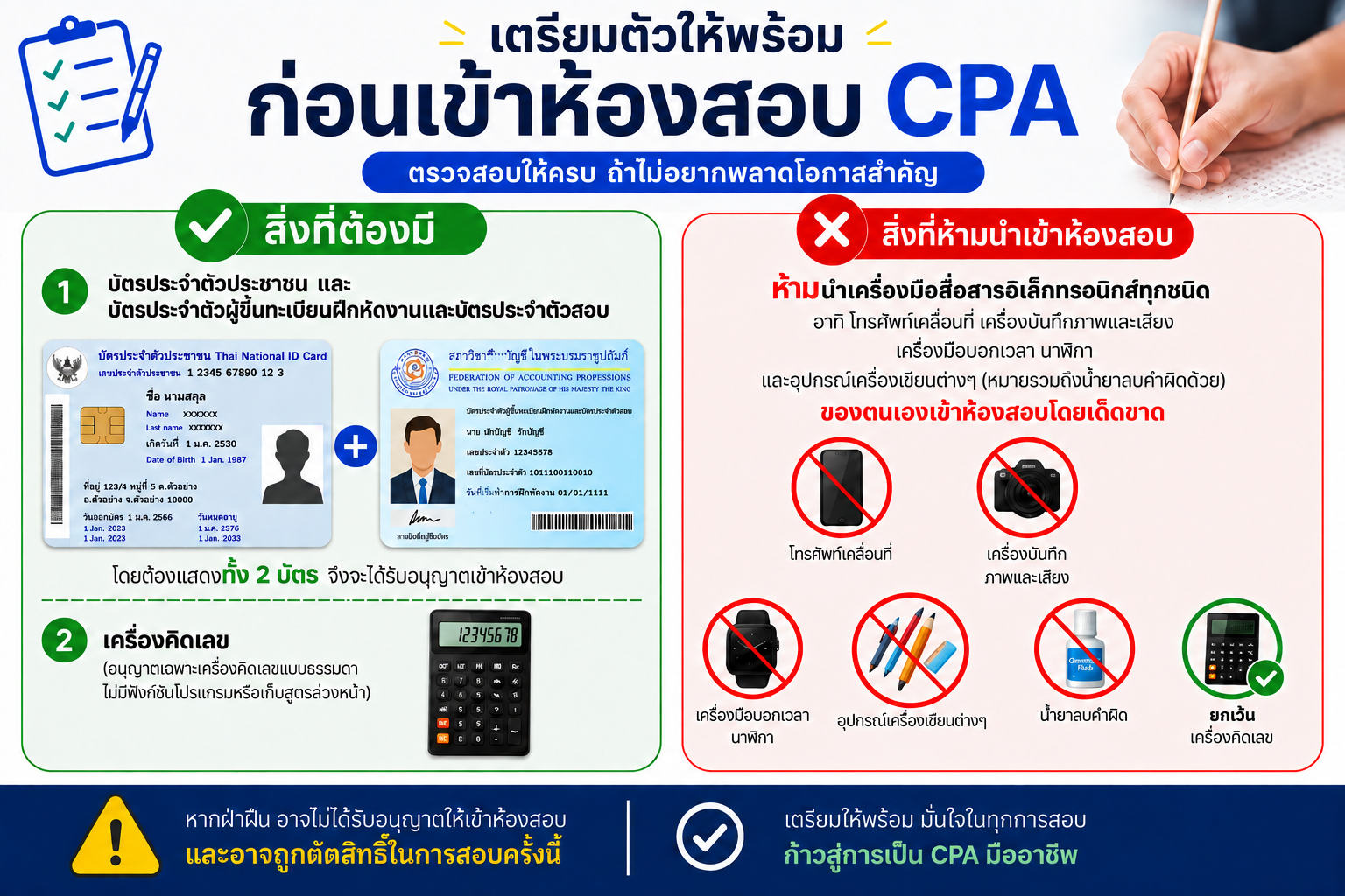 เตรียมตัวให้พร้อมก่อนเข้าห้องสอบ